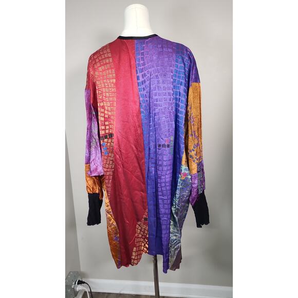 Vintage 80s/90s JG's Mad Lab Patchwork Boho Hand Painted Fabric Boho Kantha Top - Picture 2 of 5